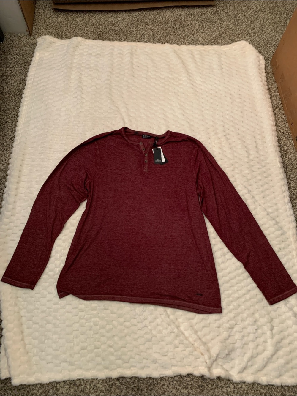 Buffalo David Bitton Men's Maroon Long-Sleeve Henley, Size XXL, NWT